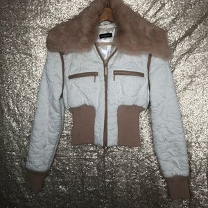 Bebe quilted jacket w/ fur